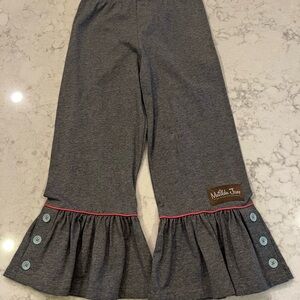 Matilda Jane Charcoal Ruffle Pants with Pink Trim